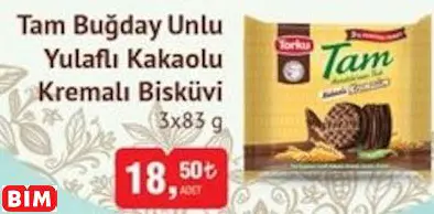 TORKU TAM BUĞDAY UNLU YULAFLI KAKAOLU KREMALI BİSKÜVİ